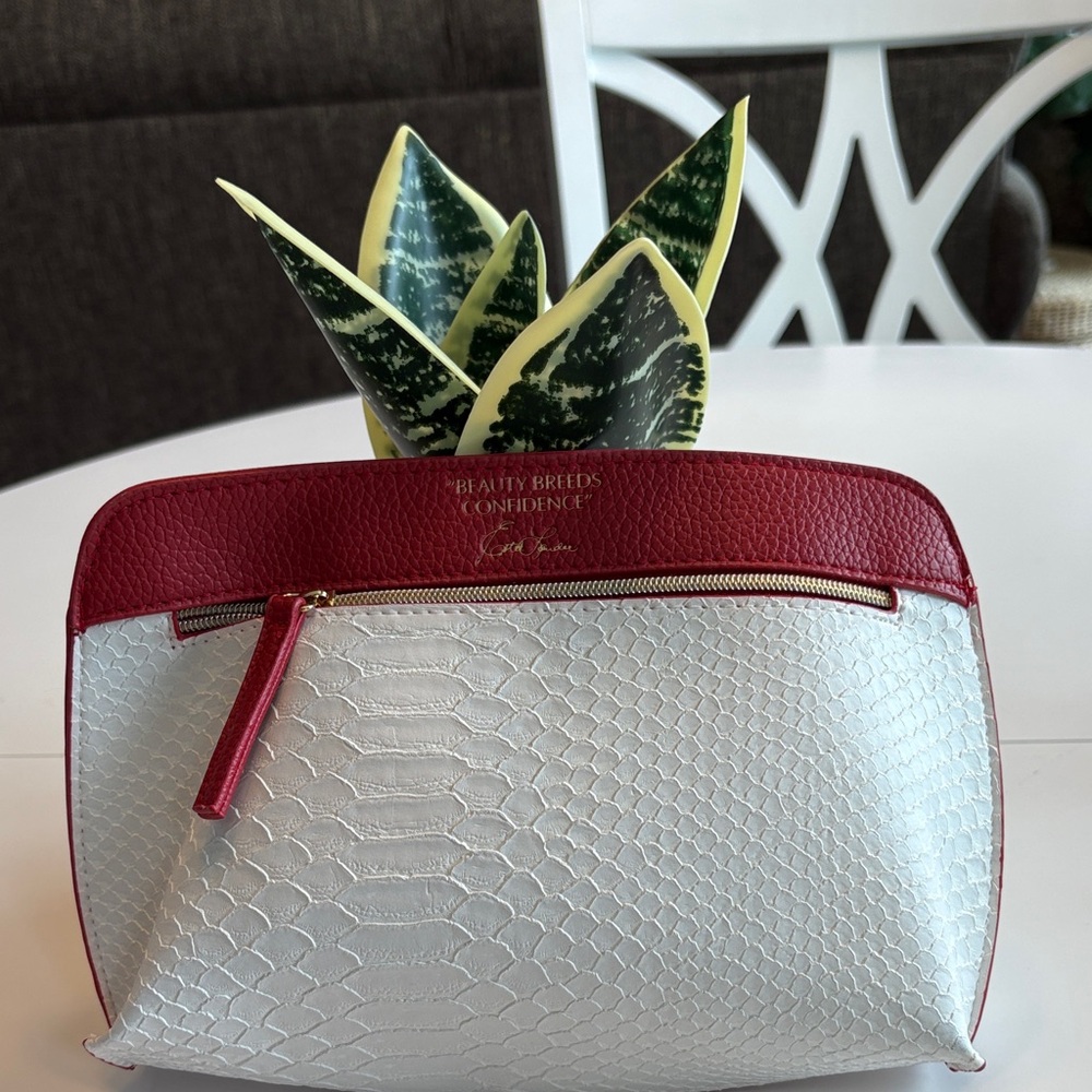 Estée Lauder Elegant Rust and Cream Women's Cosmetic Bag, New!